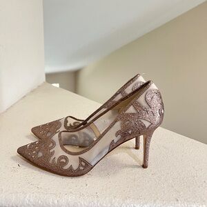 Jessica Simpson Women Liereena 2 Glitter Mesh Pointed Toe Stiletto Heel Pumps 10